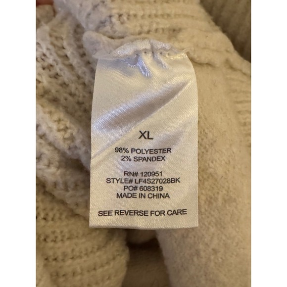 Olive + Oak Cream Ribbed Quarter Zip Sweater XL - Picture 6 of 6